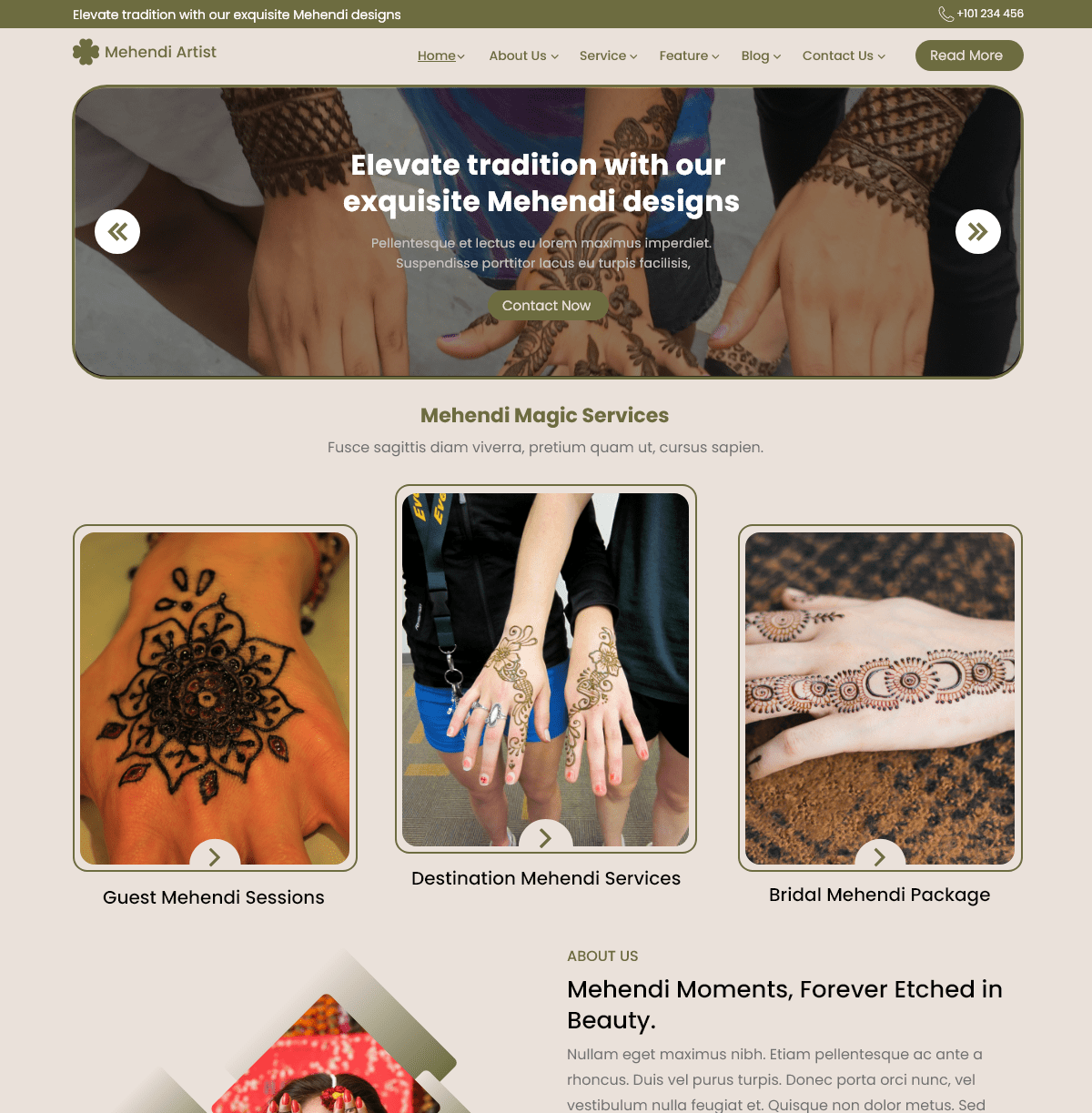Free Henna / Mehndi Artist WordPress Theme