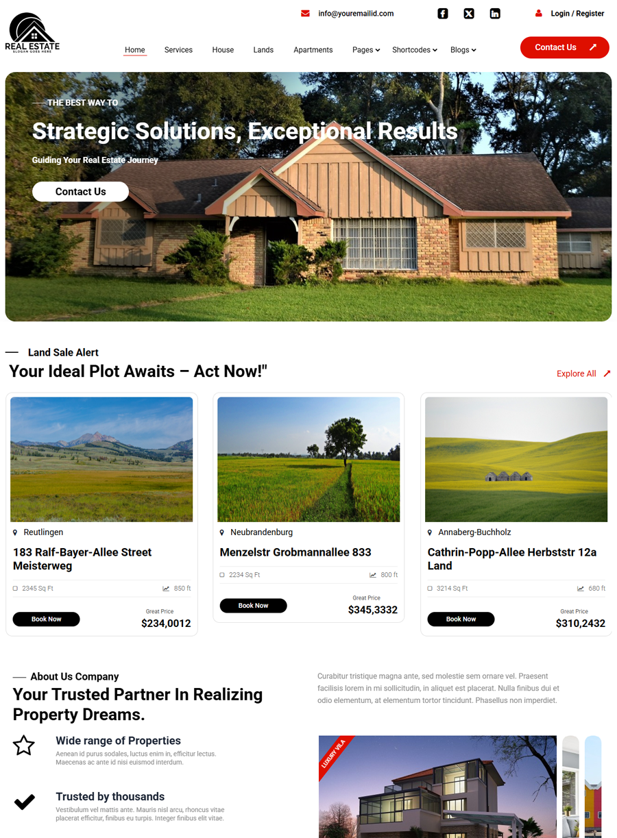 Premium Real Estate Wordpress Theme