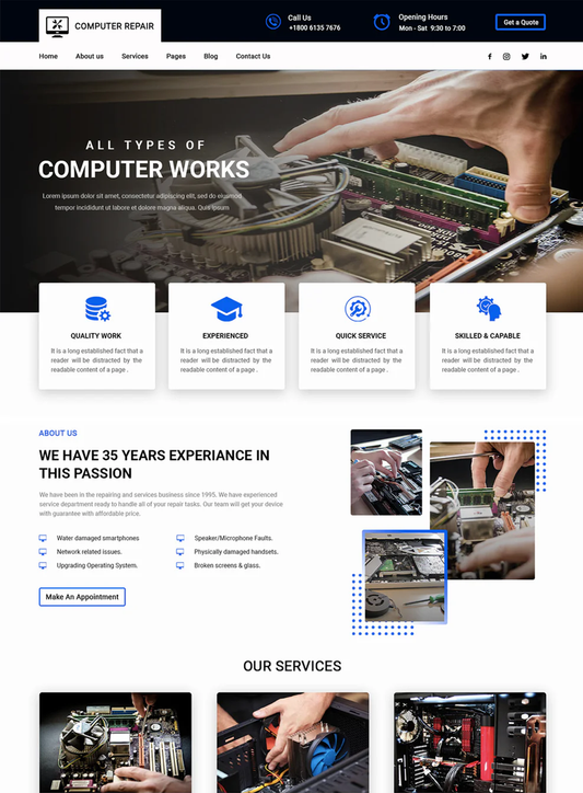 Premium Computer Repair Shop Wordpress Theme
