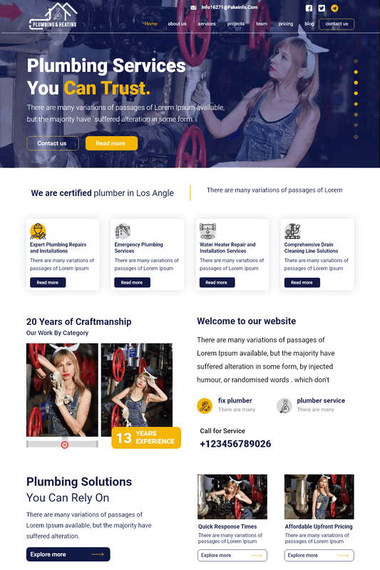 Free Plumbing Agency WordPress Theme
