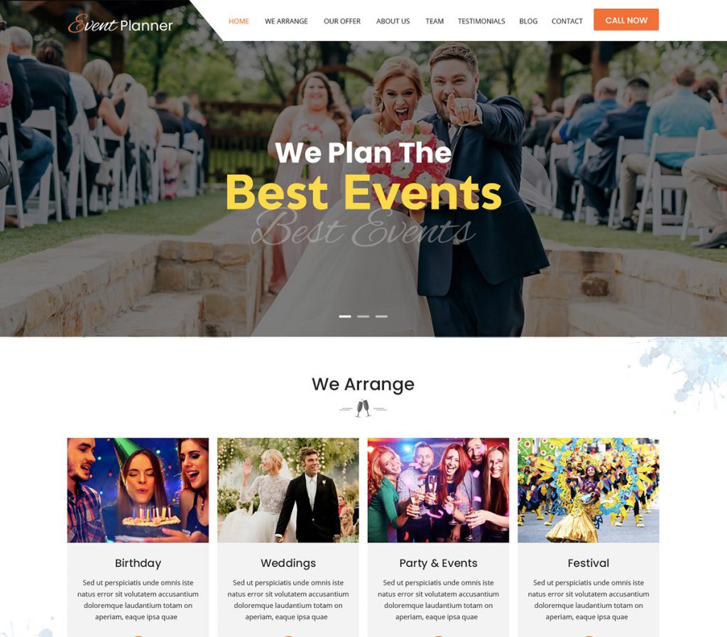 Free event planner WordPress Theme for Parties and Events