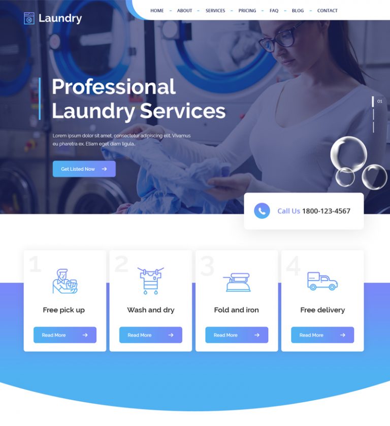 Laundry WordPress Theme For Laundry And Washing Service Sites
