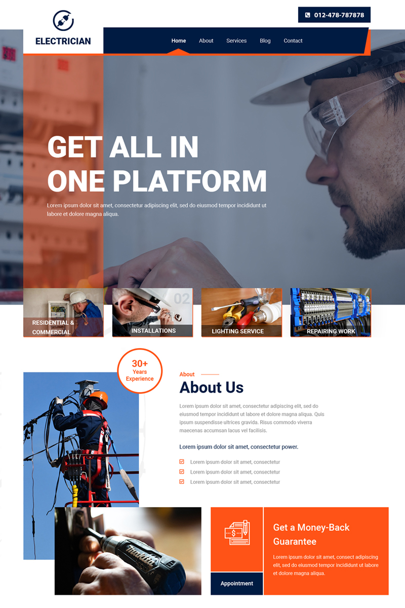 Electrician WordPress Theme For Electric Service Electrician